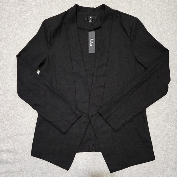 LULUS Miss Punctuality Lightweight Linen Blend Blazer In Black Size Large - Picture 7 of 12